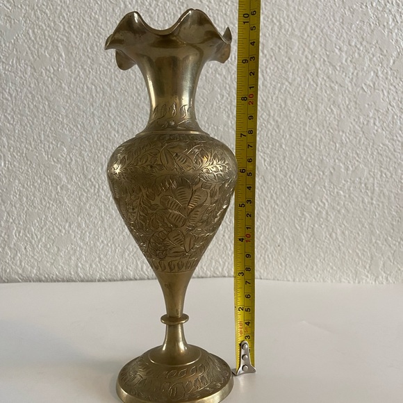 Vintage Brass Etched Vase - Picture 5 of 7
